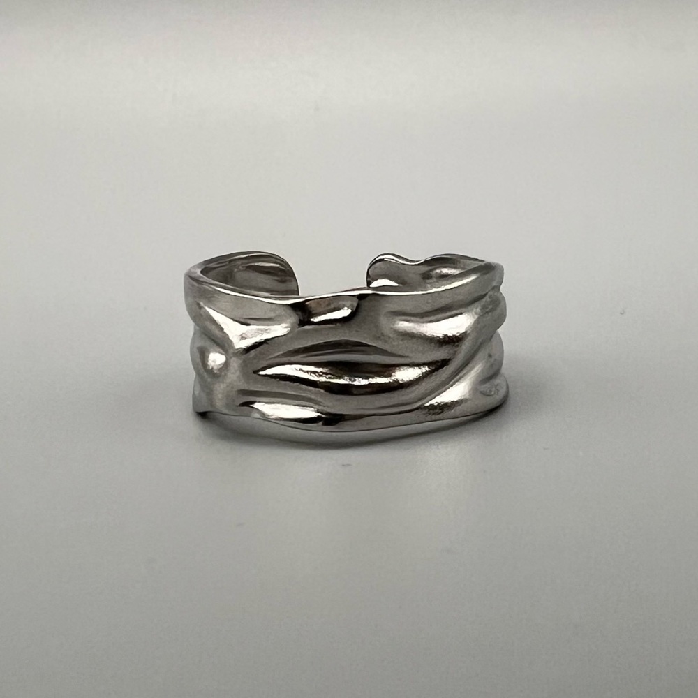 Fabric Texture Ring, Silver Tone